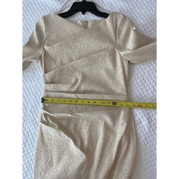 TERI JON Three-Quarter Sleeve Stretch Metallic Ruched Gown - Picture 11 of 16